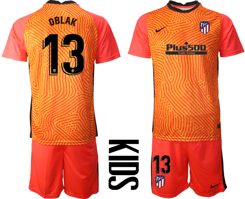 2021 Atletico Madrid red goalkeeper youth #13 soccer jerseys
